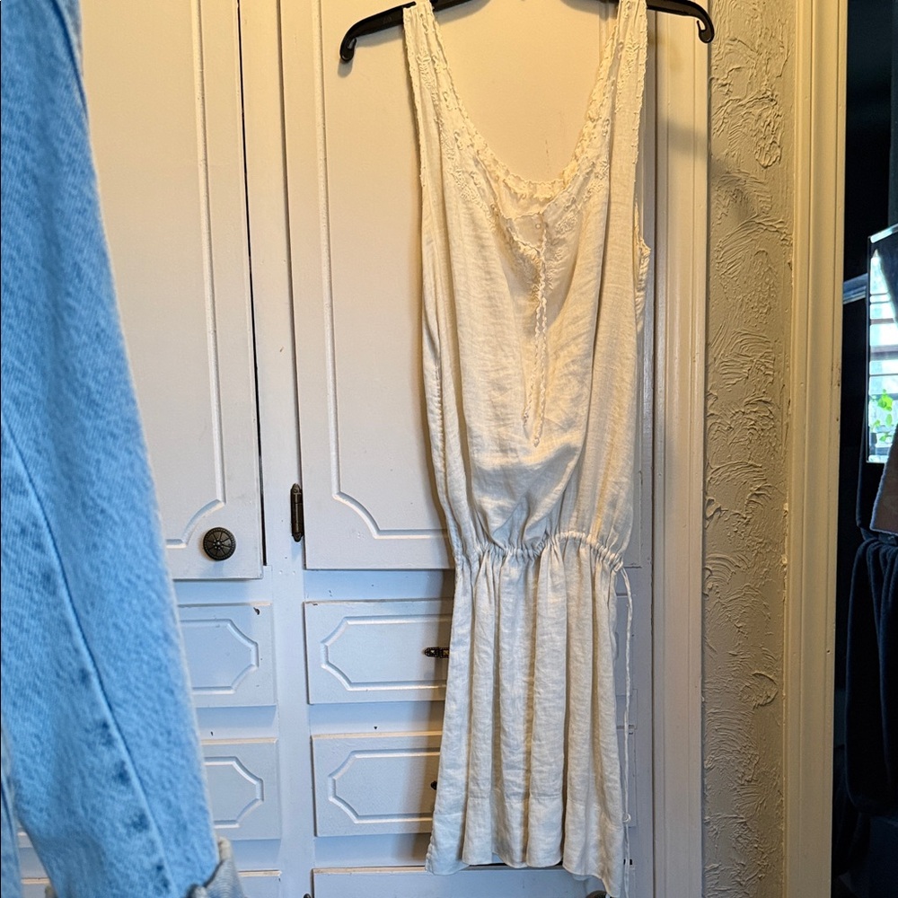 Polo by Ralph Lauren Cream Sleeveless Lace-Trim Drop Waist Dress